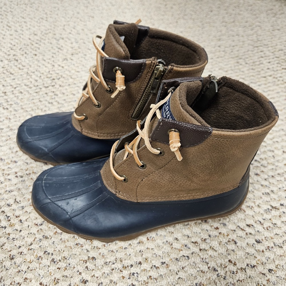 Women's 8.5 M STS84628 Sperry SYREN GULF Brown Waterproof Duck Boots Ankle Zip